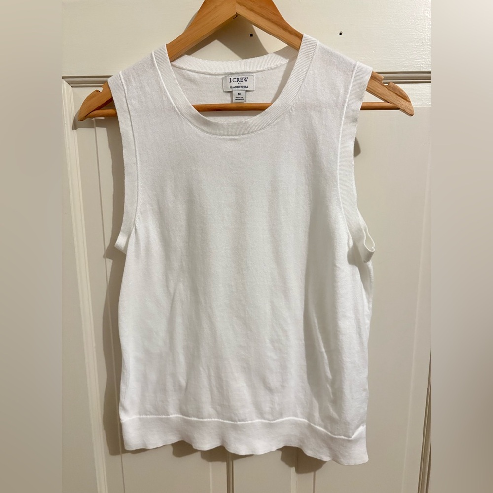 Women's White Sleeveless Knit Tank Top